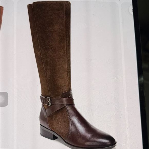 Naturalizer Chocolate Suede and Leather Upper Boots  Wide Calf 7 1/2 - Picture 2 of 9